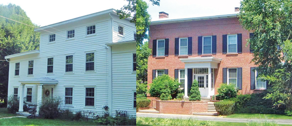 Contributed photos (Left) The Clark King House was built in the early nineteenth century. It can be seen from River Avenue. (Right) The brick house at 1 Riverbank Lane has been added to the National Register of Historic Places.