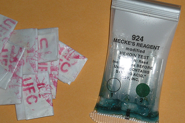 A heroin test kit from a case in 2012. Officers use the same type of kit today. 