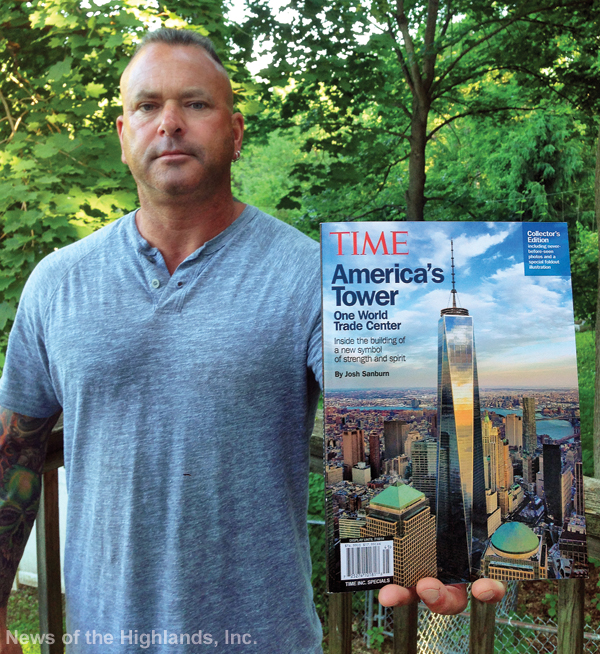 Photo by Suzanne Tagliaferro John Schaffner of Cornwall was the tower crane operator when the spire was assembled at the top of the World Trade Center. His photograph appears in “America’s Tower,” a collector’s edition recently published by Time Magazine. “I enjoyed every day up there,” Mr. Schaffner wrote when he autographed a copy for a friend.   