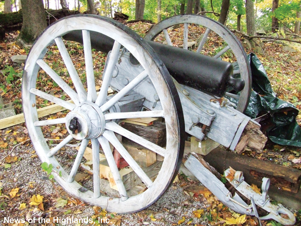 Photo by Jason Kaplan The Civil War cannon has been removed from the Veterans Triangle in the Town of Cornwall, until repairs can be made to the cannon’s decayed wooden base. 