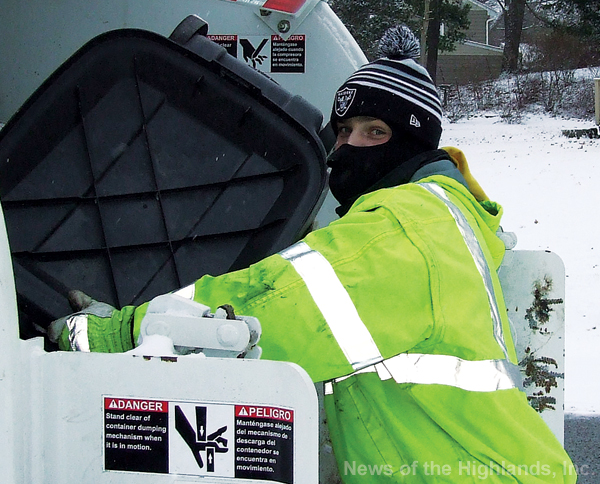 By Jason Kaplan The thermometer has recently held steady in the single digits during the overnight and early morning hours. On Jan. 9, Cornwall-on-Hudson Department of Public Works employee James Moore needed a face mask to keep warm while collecting garbage. 