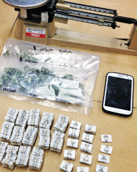 File photo Items confiscated during a drug sweep in 2014.