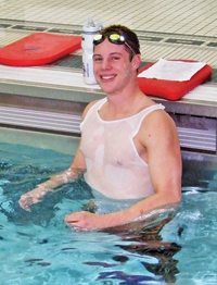 Photo by Ken Cashman Ben Vondrak, the Section IX breaststroke champion, pauses during practice on Monday, Feb. 22.