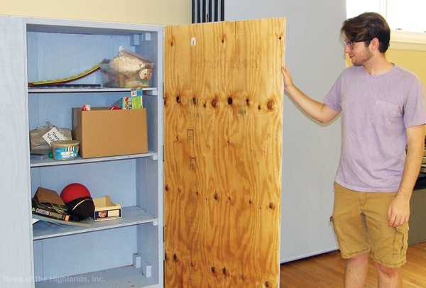 As his Eagle Scout project, Logan Soss built a new cabinet and refurbished the dividing walls in the social hall of Cornwall United Methodist Church. 