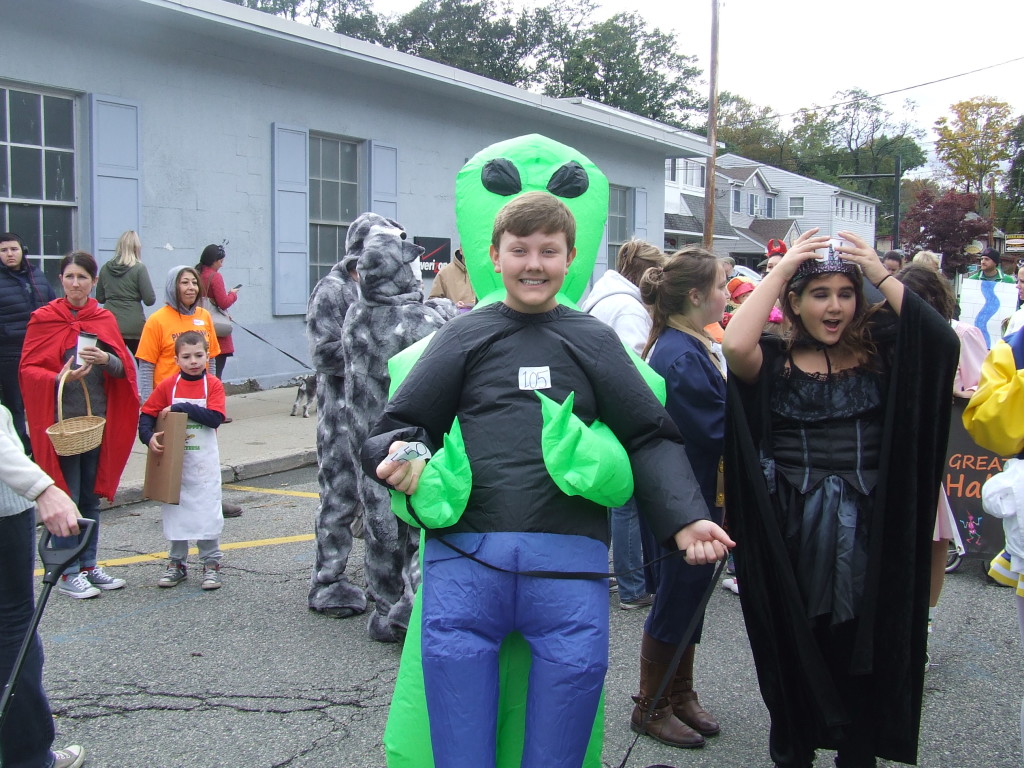 Nick Tessin won the Funniest Costume Award for his Alien Abduction